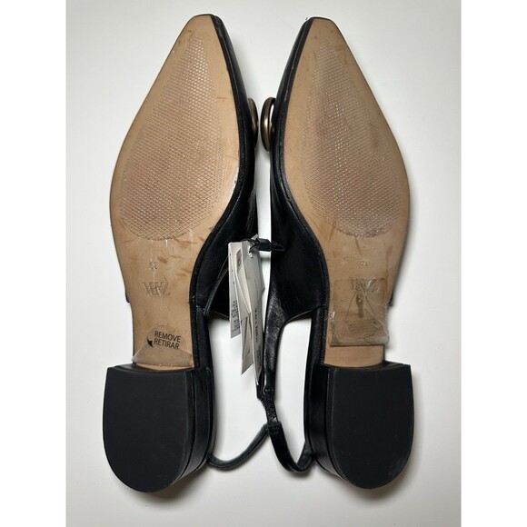 ZARA Black Leather Slingback Pointed Toe Mules Buckle Women Heels US 8 EU 39 NEW - Picture 13 of 14